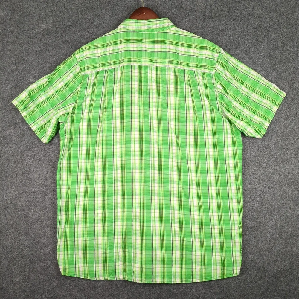 The North‎ Face Mens L G Short Sleeve Plaid Button Up Shirt Green White